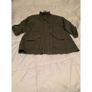 Ann Taylor LOFT Petites Olive Utility Jacket MP – Cotton Blend Field Coat